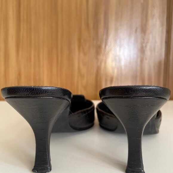 Paola Linea Black Mules w/ Alligator & Bow Accent Size 7 1/2 M - Picture 8 of 10